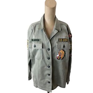 Denim & Supply Ralph Lauren Patch Work & Beaded Jacket Army Green Size Medium
