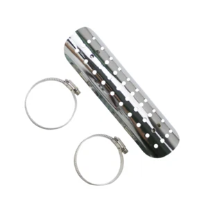 Chrome Motor Heat Universal Motorcycle Hole Heat Straight Exhaust Pipe Cover - Picture 1 of 3
