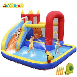 JOYLDIAS Inflatable Kids Water Slide Bouncer House Blower,Water Guns Splash Pool - Picture 1 of 19