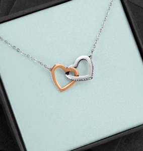 2 Heart Necklace For Women,Girls,Fashion Jewelry Pendant,Rose Gold Finish,Gift - Picture 1 of 8