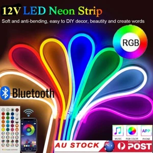 1M 5M 20M RGB LED Neon Strip Light Flexible Rope Bluetooth Music 12V Adv Sign - Picture 1 of 19
