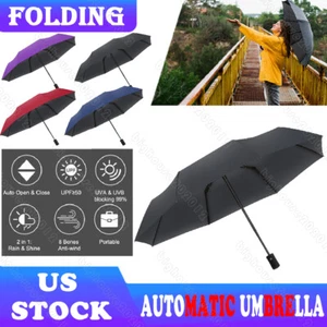 Automatic Umbrella + Bag Anti-UV Sun Rain Windproof Folding Compact Lightweight - Picture 1 of 30