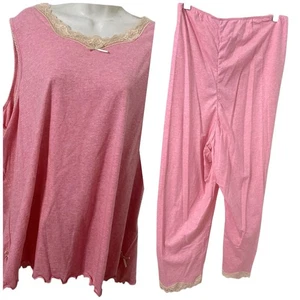 SET PIGIAMA SERENATA 2 PEZZI rosa accenti pizzo donna 2X nuovo con etichette - Foto 1 di 9