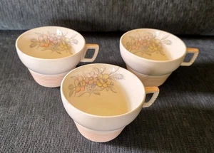 AMERICAN LIMOGES TRIUMPH *OSLO* VINTAGE 40ER JAHRE ÄRA TASSEN SET / 3 ROSA - Bild 1 von 3