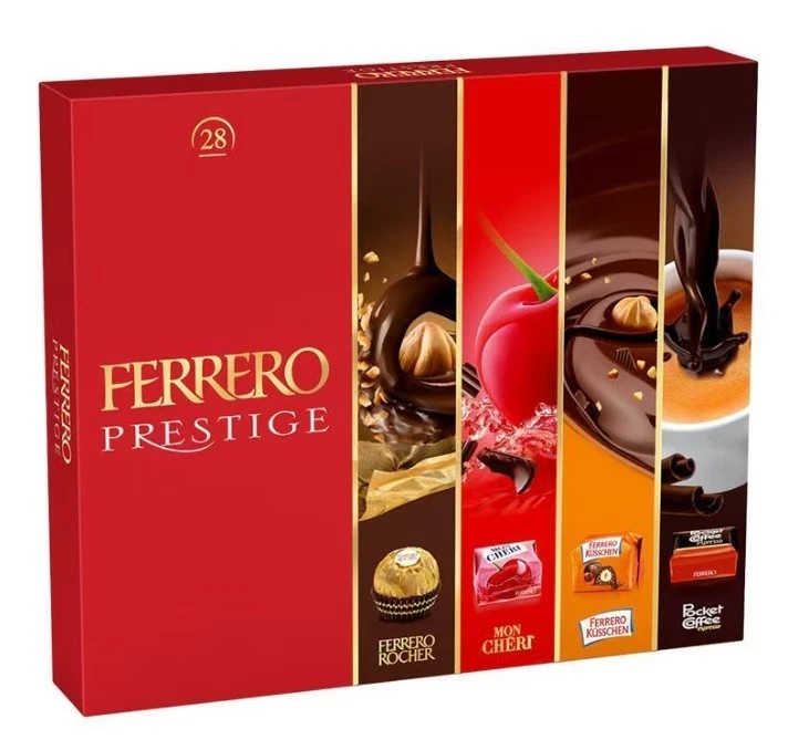 FERRERO PRESTIGE 28 pezzi Rocher Mon Cherì Pocket Coffee Cioccolatini Cioccolato - Image 1 of 1