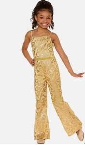 Barbie the Movie Kid's Gold Disco Jumpsuit Halloween Costume 4-6 Small InSpirit - Picture 1 of 5