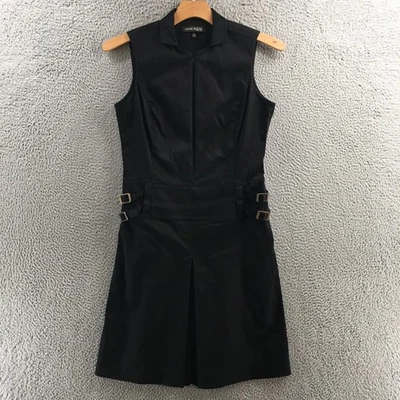 Vestido Anne Klein para mujer 12 negro sin mangas cremallera frontal hebilla cintura plisado Foto 1 de 4