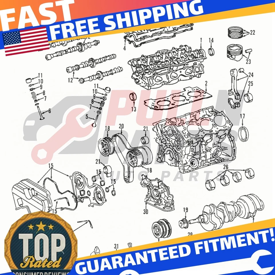 Árbol de levas Toyota 4Runner Tacoma T100 Camry 3,0 L 3,4 L 13502-62030 Foto 1 de 2