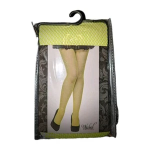 Neon Green Fishnet Tights - Halloween - Emo - 80s Party - Goth - One Size - Picture 1 of 1