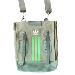Adidas Vintage Over Shoulder Messenger Bag Satchel Suede/Cotton - Khaki/Green - Picture 1 of 16