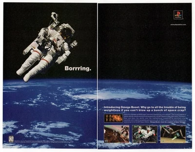 1999 Omega Boost Vintage Original 2 page PRINT AD | Playstation space video game - Image 1 of 2