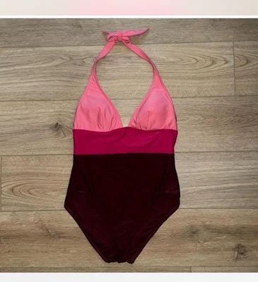 Traje de baño Kate Spade talla grande halter de playa de una pieza color rosa ropa de baño Foto 1 de 3