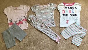 Lot of 3 Girls Spring/Summer Pajamas Sets Short Sleeves And Bottoms Size 4 & 5