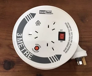 Cord Tech Home & Office Cable Reel 3 x 10A Outlets & 3m Extension Lead - Picture 1 of 5