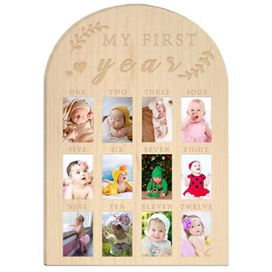 Baby's First Year Picture Photo Frame Keepsake Newborn Baby Shower Gift - Picture 1 of 7