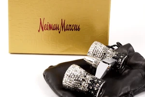 Neiman Marcus Silver Rhinestone Binoculars Luxury Opera Theatre Glasses NEW - Picture 1 of 5