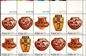 US - 1977 - 13 Cents Pueblo Art Plate Block of 10 #1706-1709 MNH F-VF - Picture 1 of 1