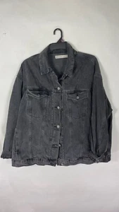 Asos Jean Jacket Button Up Long Sleeve Black Pockets Size 26UK 22US. - Picture 1 of 14
