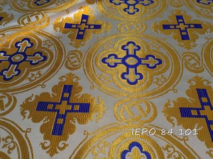 Vestido Litúrgico Iglesia Brocado Tela Metálica con Cruces (19 Colores) - Imagen 1 de 19