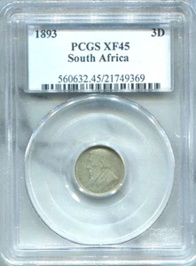 ZAR - BEAUTIFUL HISTORICAL PCGS GRADED SILVER THREE PENCE, 1893, KM# 3 - Picture 1 of 3