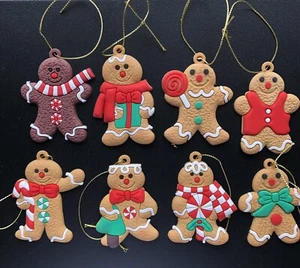 8 Faux Lebkuchenmann Plätzchen Ornamente Gummi Silikon Weihnachtsbaum Urlaub - Bild 1 von 5