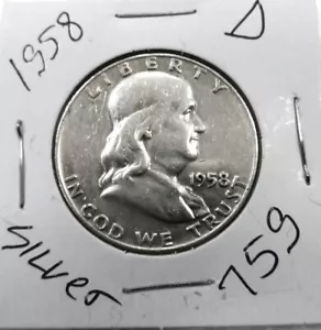 1958 D Franklin Half Dollars Liberty Bell 90% Silber ⭐759⭐V4⭐ - Bild 1 von 2