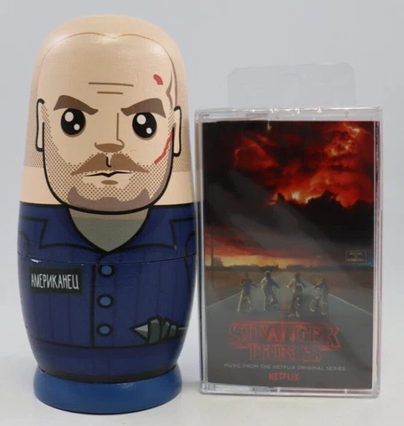 Stranger Things Nestable Nesting Dolls & Soundtrack Cassette Cover