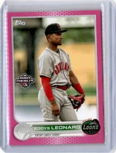 2022 Topps Pro Debut Eddys Leonard Fuchsia Insert Card /199 Great Lakes Loons - Picture 1 of 2