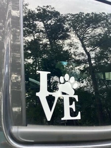 LOVE 2 PACK Pawprint Decal Window Bumper Sticker Car Pet Fur Baby Pets Paws Dog - Picture 1 of 3