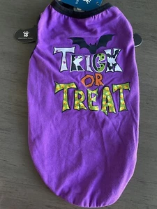 HIP DOGGIE Purple "TRICK OR TREAT" HALLOWEEN T-Shirt Puppy/Dog MEDIUM - Picture 1 of 1