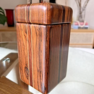 Vintage Don Shoemaker Striped Wood Stash Box Large Mexico Señal SA Inlaid 7.75" - Picture 1 of 13