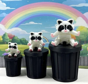 Mapache impreso en 3D 3 piezas con bote de basura negro, lindo juguete inquieto mapache articulado - Imagen 1 de 5