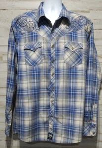 Camisa de manga larga para hombre Wrangler Rock 47 talla 2XLT perla a presión azul occidental - Imagen 1 de 13