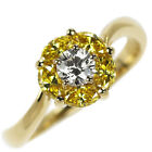K18YG Collarless/Treat Yellow Diamond Ring 0.92ct - Auth free shipping from Japa
