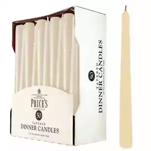 Elfenbein konische Dinnerkerzen 8 Stunden Brennzeit 50er Pack Hochzeit Esstisch - Bild 1 von 3