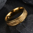Women Men 6Mm Black Silver Gold Roman Numeral Band Promise Wedding Ring 6-12