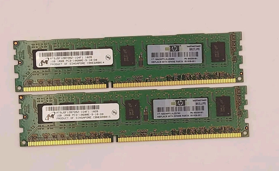2GB (2X1GB) Memory RAM DDR3-1333 PC3-10600 ECC RAM - Image 1 of 4
