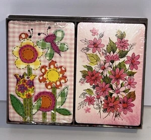 TWO Vintage TRUMP Sealed Decks of Playing Cards 1970s Flowers NOS - Picture 1 of 2