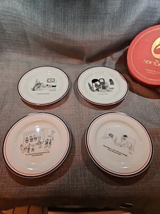 Restoration Hardware The New Yorker Dessert Plates Christmas Santa Box Set of 4 - Picture 1 of 7