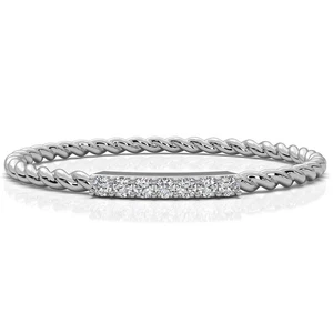 Twisted Stackable Minimalist Round Lab Created Diamond Bar Fashion Ring 0.03ctw. - Picture 1 of 12