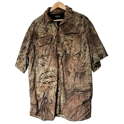 GUIDED SERIES Men's XL Mossy Oak Brush Camo Short Sleeve Vented Button Up Shirt - Image 1 of 4