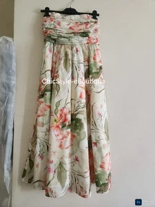 H&M Back-tie Bandeau Dress Floral Cotton Midi Removable Straps Sz S BNWT - Picture 1 of 14