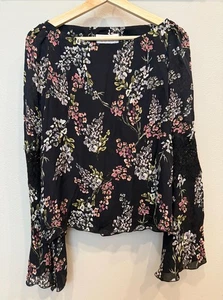 Stone Cold Fox Women's Silk Floral Open Back Long Sleeve Blouse Size 1 Boho - Picture 1 of 10