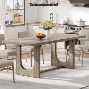 Rustic Grey Oak Dining Table ⭐⭐ High Quality – Heavy Duty Wood Base 6-8 Seats - Picture 1 of 6