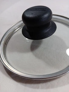 Tramontina 6" Glass Lid Replacement Lid Only Black Handle Metal Rim - Picture 1 of 5