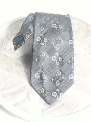 "Corbata de seda floral gris Harrods Knightsbridge hecha en Italia 3,75"" de ancho" Foto 1 de 4