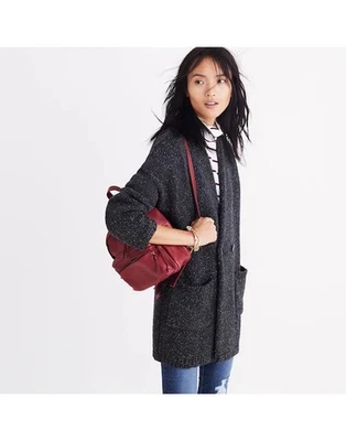 Madewell Glenhill Suéter Abrigo Cárdigan Botón Talla Grande Pequeña Gris Oscuro Lana Foto 1 de 4