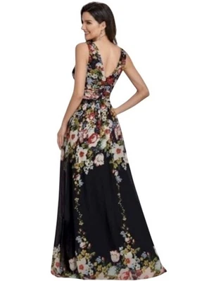 Maxi Vestido Formal Floral Negro Ever Pretty Talla M Gala Elegante Renacimiento Foto 1 de 4