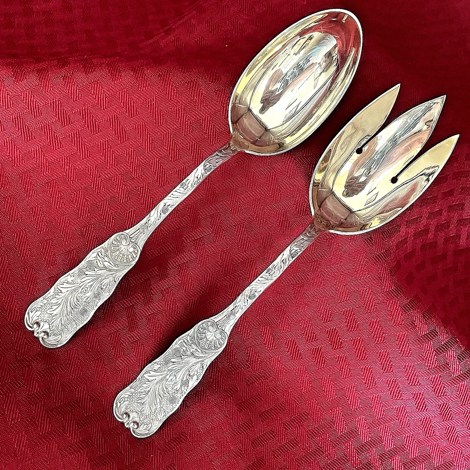 CONJUNTO DE SERVIR SALADA GORHAM STERLING ST CLOUD CORTE BRILHANTE - Imagem 1 de 4