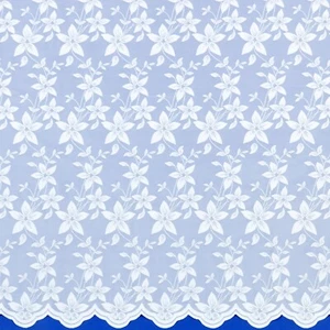 White Net Curtain Heavy Weight Floral offers great privacy (1942) FREE POSTAGE - Picture 1 of 2